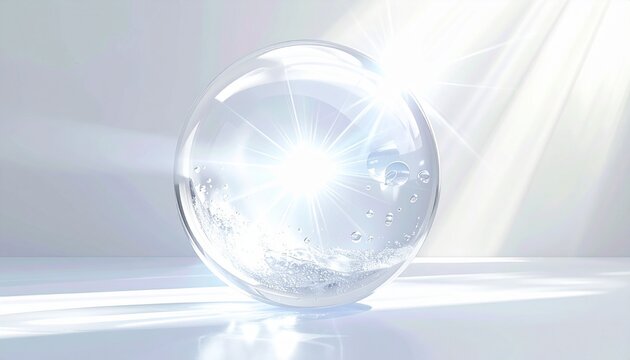 Shiny Crystal Serum Drop &ndash; Skincare Ingredient Presentation on White Background