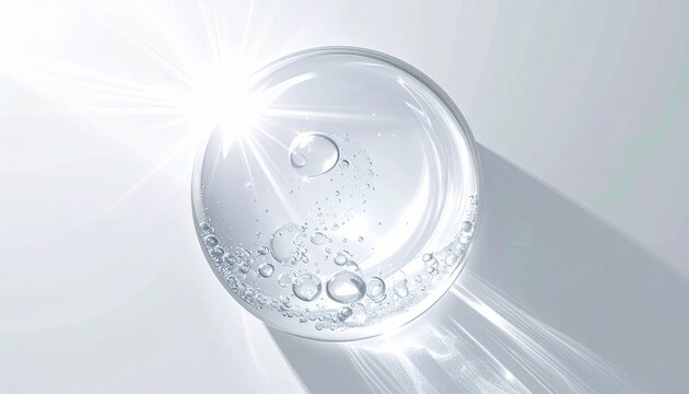 Cosmetic Skincare Concept &ndash; Shiny Hyaluronic Acid Lotion Drop Close-Up for Beauty Products