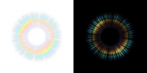 Intriguing optical patterns are showcasing vibrant colors and unique shapes set against a dark backdrop