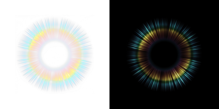 Intriguing optical patterns are showcasing vibrant colors and unique shapes set against a dark backdrop