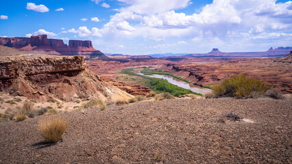 hiking near moab in canyonlands island in the sky in utah, usa