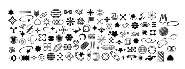retro yk shapes graphic elements abstract icons