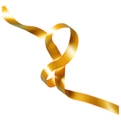 Golden Ribbon Twist with Transparent Background, Glossy Design Element for Branding