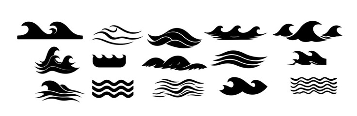 sea waves silhouette white background