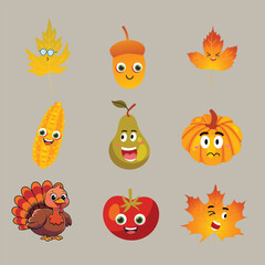 Set of thanksgiving element illustration