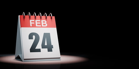 February 24 Calendar Spotlighted on Black Background