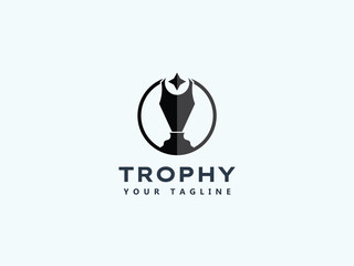 Trophy logo design vector template 