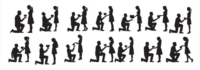 man giving heart silhouette white background vector illustration