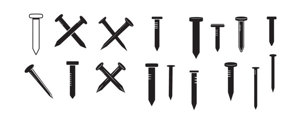 nails silhouette white background vector illustration