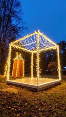 Light cube illuminates dusk grass