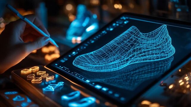 3D Shoe Design on Tablet with Stylus.