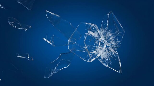 Jagged abstract ice patterns slowly drift and interlock across a deep blue backdrop in a seamless motion loop looping, strength, texture