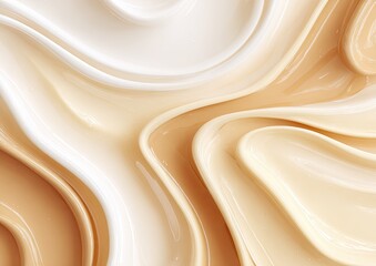 Abstract swirls of beige, tan, and white, glossy surface