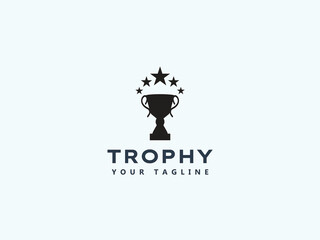 Trophy logo design vector template 