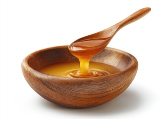 Honey dripping from wooden spoon into bowl (4)