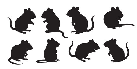 Set of silhouettes of mice