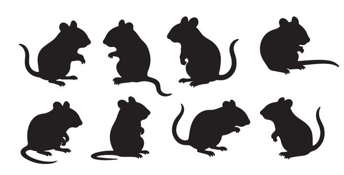 Set of silhouettes of mice