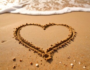 Heart drawn in sand on a beach