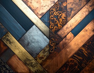 Textured wood panels arranged in chevron pattern