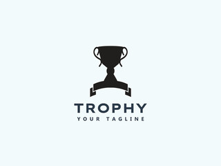 Trophy logo design vector template 