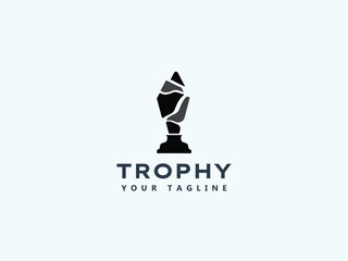 Trophy logo design vector template 