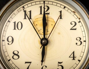 Clock face showing nearly 601, aged off-white background
