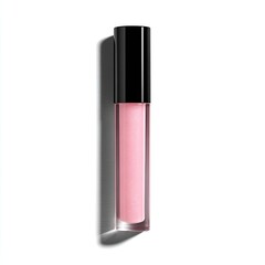 A pale pink lip gloss in a clear tube with a black cap