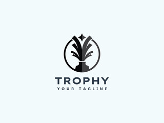Trophy logo design vector template 