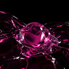 a pink glass ball on a black background
