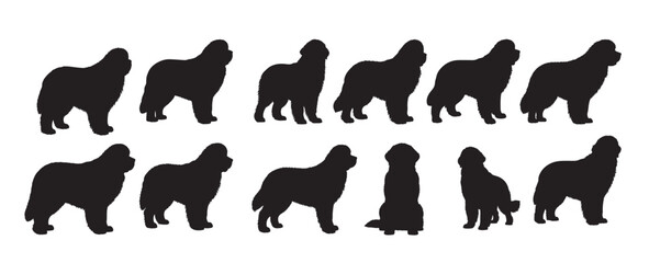 newfoundland dogs silhouette white background