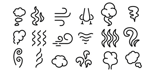 odor smoke smell vector linear icons set 