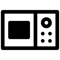 Microwave. Outlined stroke vector icon with black-filled details.