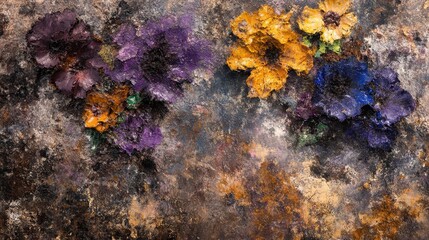 Abstract painting with vibrant colors and textured surface