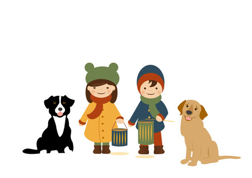 Laternenkinder mit Hunden