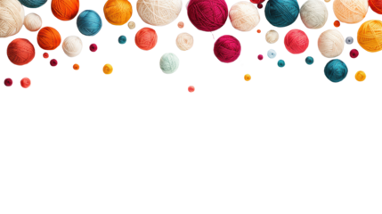 Colorful Balls of Thread on Transparent Background