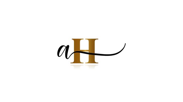 Elegant golden letter Ah small black letter a, isolated on white background