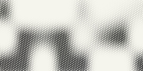 Abstract geometric black and white deco art halftone hexagone  and triangle print pattern