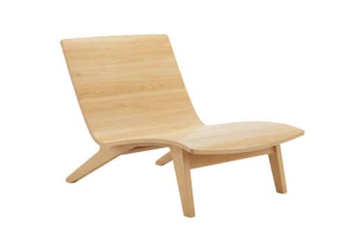 Isolated sculptural wooden lounge chair design for modern living room and patio areas