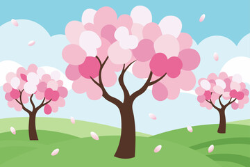 Cherry blossom tree view on transparent background
