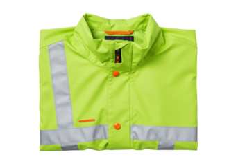 Isolated folded high-visibility safety jacket with reflective strips for safety on the job site
