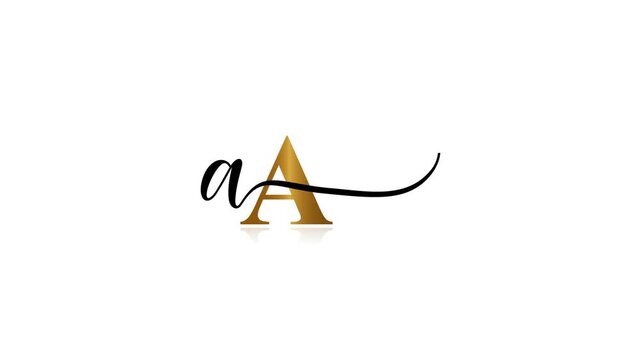 Elegant golden letter AA small black letter a, isolated on white background, signifying excellence and achievement