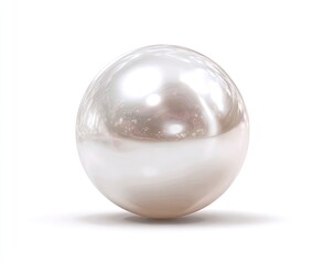 Perfect, lustrous pearl sphere against white