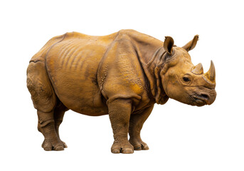 Obraz premium Isolated rhinoceros on a neutral background looking to the right of the image plane