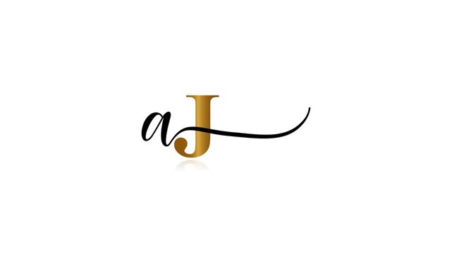 Golden letter aj small black letter a, isolated on white background