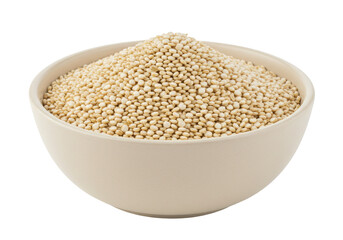 Isolated bowl of cooked quinoa, a nutritious and healthy ingredient for plant based diet