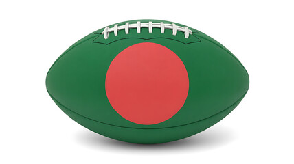 A green and red patterned football represents a nation, symbolizing sport and national pride.