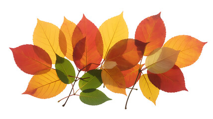 Vibrant autumn leaves in warm hues of red, orange, and yellow create a colorful display.