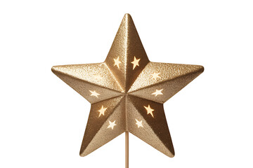 Golden star ornament with sparkling accents, radiating festive cheer and celebratory spirit.