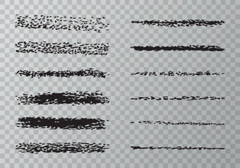 Obraz premium Сollection of pastel pensil brushes. Crayon pencil texture. Hand drawn pastel brush. Wax crayons. Set of brushes in black colours with tints and shades. Brushes collection. Vector illustration.