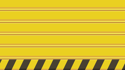 Yellow and Black Warning Stripes Background on Industrial Roll-up Shutter